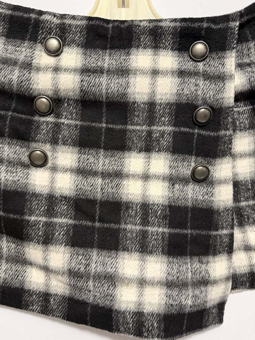 Forever 21 Black White Plaid Double Breasted Flannel Skort